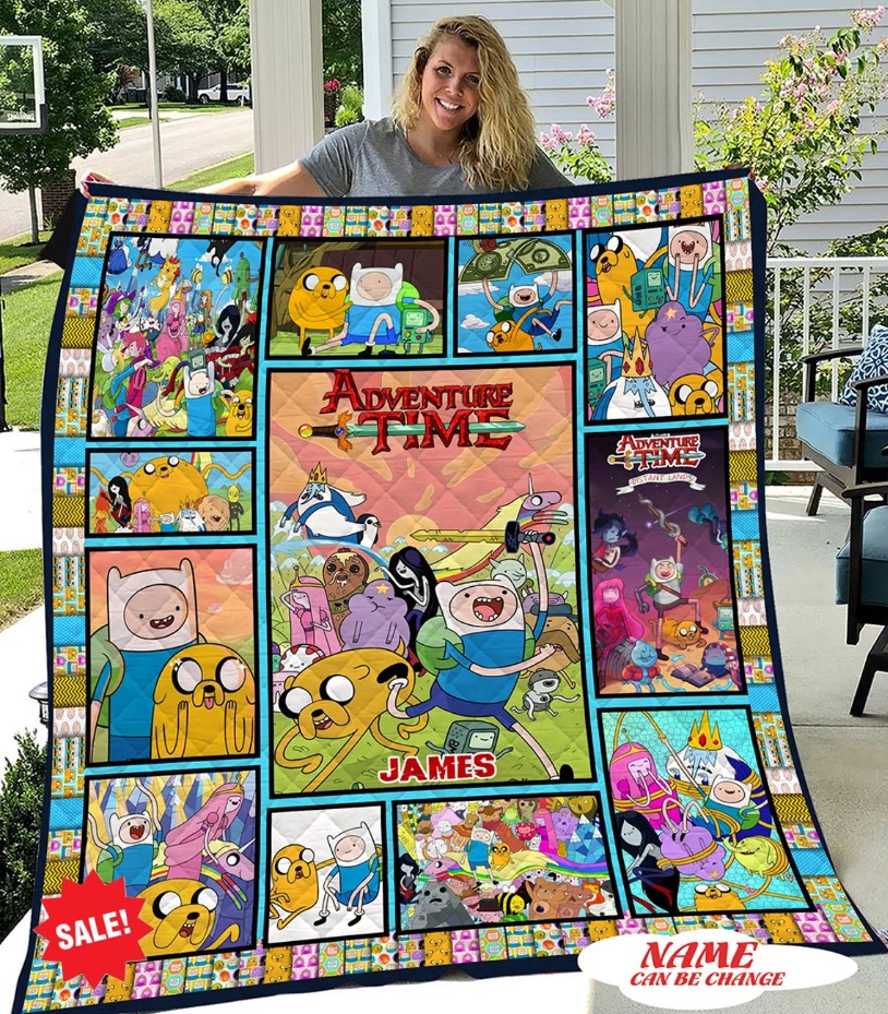 Personalized Adventure Time Quilt Blanket Adventure Time Blanket Finn Jake Quilt Gift For Adventure Time Tv Series Fans Quilt Blanket